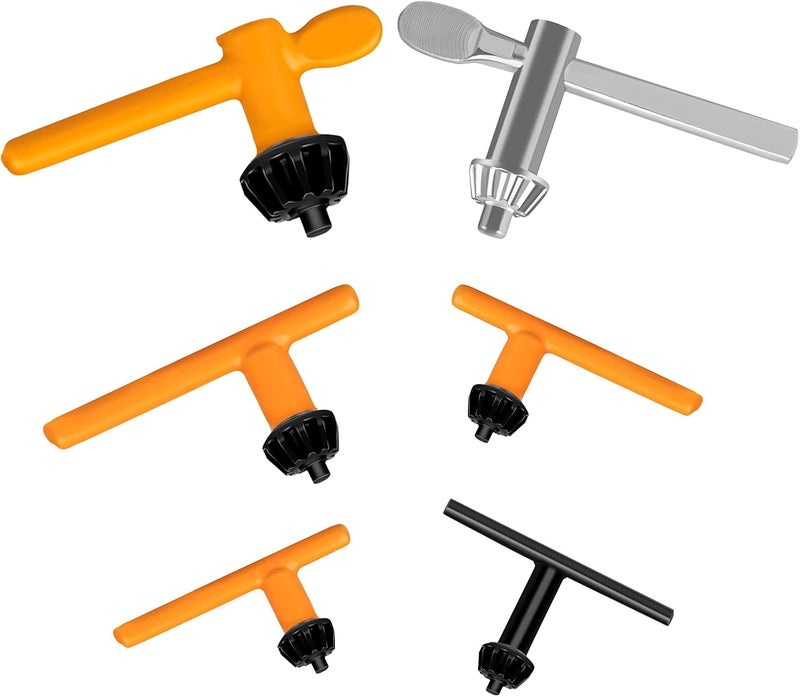 Hakkin 6 Sizes Drill Chuck Key Wrench, 3/4" 5/8" 1/2" 3/8" 1/4" 5/32" Carbon Steel Heavy Duty Thumb Handle Replacement Drill Chuck Key Wrench, Electric Drill Clamping Tool - Image 1